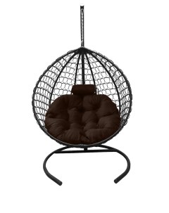 Подвесное кресло кокон Капля Премиум чёрный с подушкой коричневой Craftmebel
