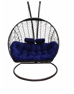 Подвесное кресло кокон Двойной коричневый с подушкой синей Craftmebel