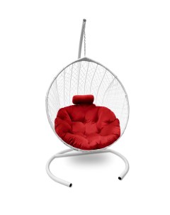 Подвесное кресло кокон Капля Стандарт белый с подушкой алой Craftmebel