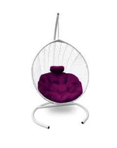 Подвесное кресло кокон Капля Стандарт белый с подушкой фиолетовой Craftmebel