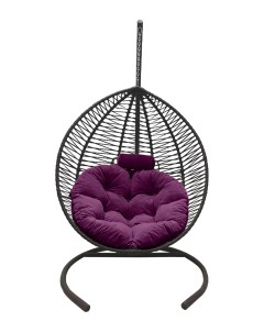 Подвесное кресло кокон Капля Зигзаг графит с подушкой фиолетовой Craftmebel