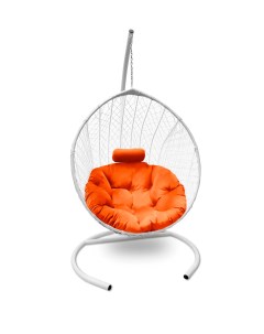 Подвесное кресло кокон Капля Стандарт белый с подушкой коралловой Craftmebel