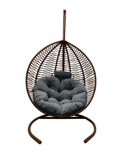 Подвесное кресло кокон Капля Зигзаг коричневый с подушкой серой Craftmebel