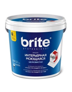 Краска PROFESSIONAL интерьерная моющаяся шелковистая белая 0 9 л Brite