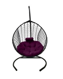 Подвесное кресло кокон Капля Стандарт графит с подушкой фиолетовой Craftmebel