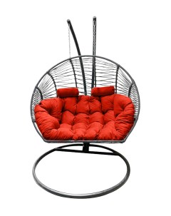 Подвесное кресло кокон Двойной Премиум Зигзаг графит с подушкой коралловой Craftmebel