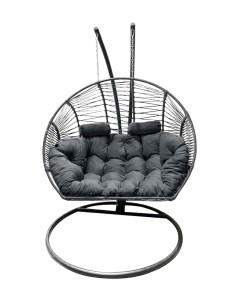 Подвесное кресло кокон Двойной Премиум Зигзаг графит с подушкой серой Craftmebel