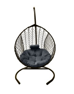Подвесное кресло кокон Капля Стандарт коричневый с подушкой серой Craftmebel