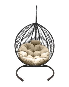 Подвесное кресло кокон Капля Зигзаг графит с подушкой бежевой Craftmebel