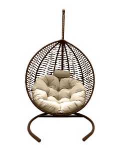 Подвесное кресло кокон Капля Зигзаг коричневый с подушкой бежевой Craftmebel