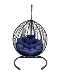 Подвесное кресло кокон Капля Зигзаг графит с подушкой синей Craftmebel