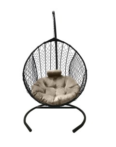 Подвесное кресло кокон Капля Стандарт графит с подушкой бежевой Craftmebel