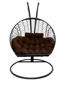 Подвесное кресло кокон Двойной графит с подушкой коричневой Craftmebel