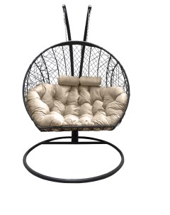 Подвесное кресло кокон Двойной графит с подушкой бежевой Craftmebel
