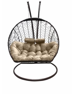 Подвесное кресло кокон Двойной коричневый с подушкой бежевой Craftmebel