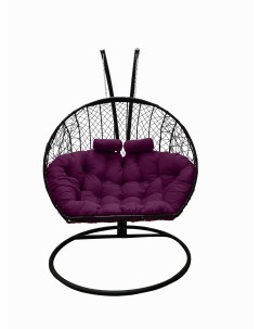 Подвесное кресло кокон Двойной чёрный с подушкой фиолетовой Craftmebel