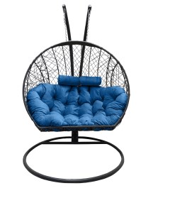 Подвесное кресло кокон Двойной графит с подушкой голубой Craftmebel