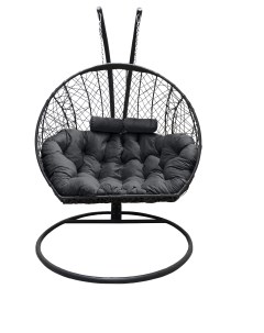 Подвесное кресло кокон Двойной графит с подушкой серой Craftmebel