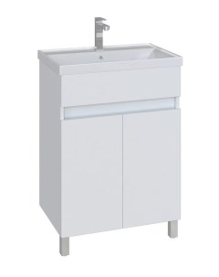 Тумба напольная  Квадро 60 с раковиной Фостер 60 (комплект), белая Sanstar