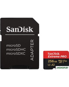 Карта памяти Extreme PRO microSDXC SDSQXCD 256G GN6MA 256GB с адаптером Sandisk