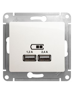 Перлам Розетка 2 USB А С без рамки GSL000639 Glossa
