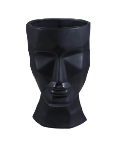 Ваза для цветов 29 см декоративная керамика черная Графичное лицо Face Kuchenland