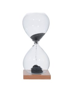 Часы песочные 16 см 1 минута магнитные на подставке стекло дерево серые Kuchenland