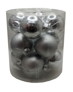Набор шаров из стекла Basic Silver 6см 12шт арт ABR701510 No brand
