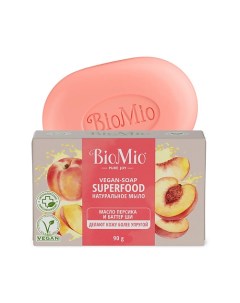 Натуральное мыло с маслом Персика и баттером Ши VEGAN SOAP SUPERFOOD Bio mio