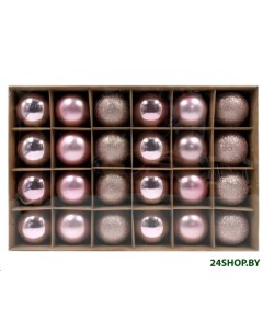 Набор ёлочных шаров 6024G006 24 шт розовый Winter glade