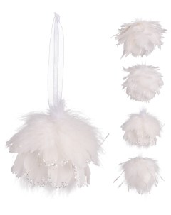 Шар ёлочный White feather 10см полистирол арт YZ9713900 Koopman