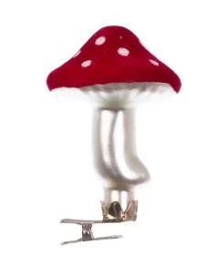 Украшение новогоднее на клипсе Mushroom 10см арт ABT599200 Koopman