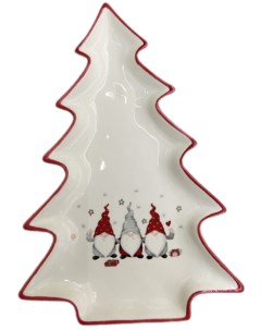Тарелка сервировочная новогодняя Gnomes 24 8х16 8см керамика арт MU22025 No brand