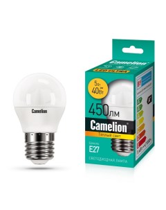 Лампа светодиодная G45 5Вт E27 3000K LED M 15059 Camelion
