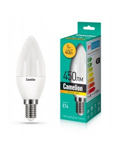 Лампа светодиодная C37 5Вт E14 3000K LED M 15049 Camelion