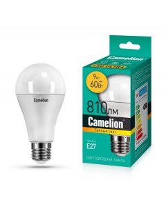 Лампа светодиодная A60 9Вт E27 3000K LED M 15065 Camelion
