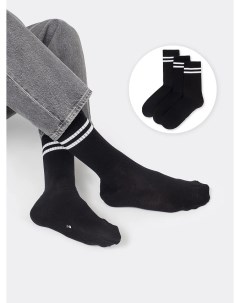 Мультипак мужских высоких носков 3 пары черного цвета с белыми полосками Mark formelle