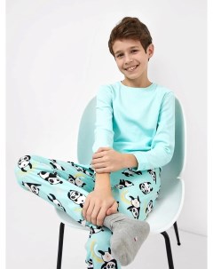 Хлопковый комплект лонгслив и брюки ментолового цвета для мальчиков Mark formelle