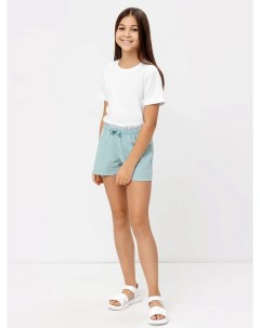 Текстильные шорты мини в оттенке "ментол" для девочек Mark formelle