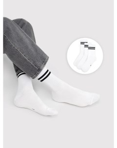 Мультипак мужских высоких носков 3 пары белого цвета с черными полосками Mark formelle