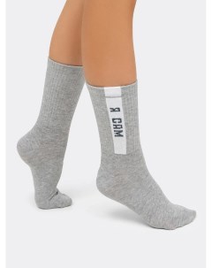 Детские высокие носки в оттенке серый меланж с надписью Mark formelle