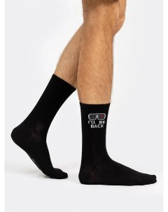 Высокие мужские носки черного цвета с надписью i ll be back Mark formelle