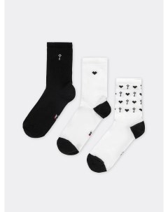 Мультипак 3 пары высоких мужских носков в бело черных оттенках Mark formelle