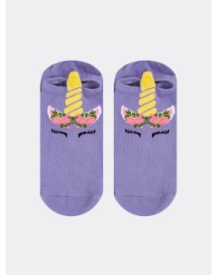 Носки детские короткие фиолетовые с рисунком единорога и 3 д Mark formelle