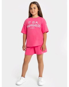 Комплект для девочек футболка шорты розового цвета с принтом Mark formelle