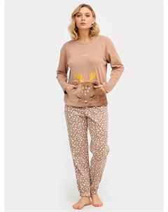 Комплект женский (джемпер, брюки) бежевый с молочными пятнышками Mark formelle