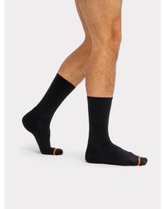 Высокие мужские носки термо черного цвета с желтой и красной полоской Mark formelle