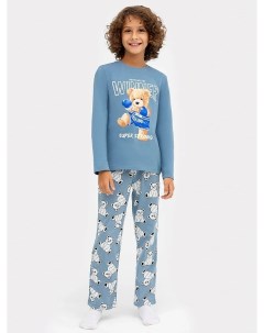 Комплект для мальчиков джемпер брюки туманно голубой с принтом медведи Mark formelle