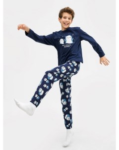 Комплект для мальчиков джемпер брюки синий с пингвинами Mark formelle