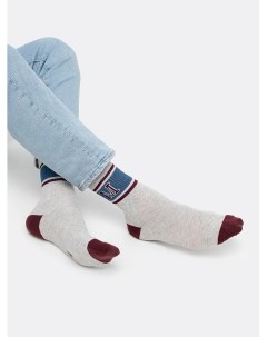 Высокие мужские носки в оттенке серый меланж с цветными вставками Mark formelle